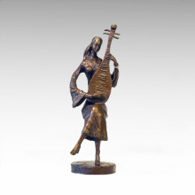 Восточная статуя Традиционная лютни Музыкант Бронзовая скульптура Tple-043